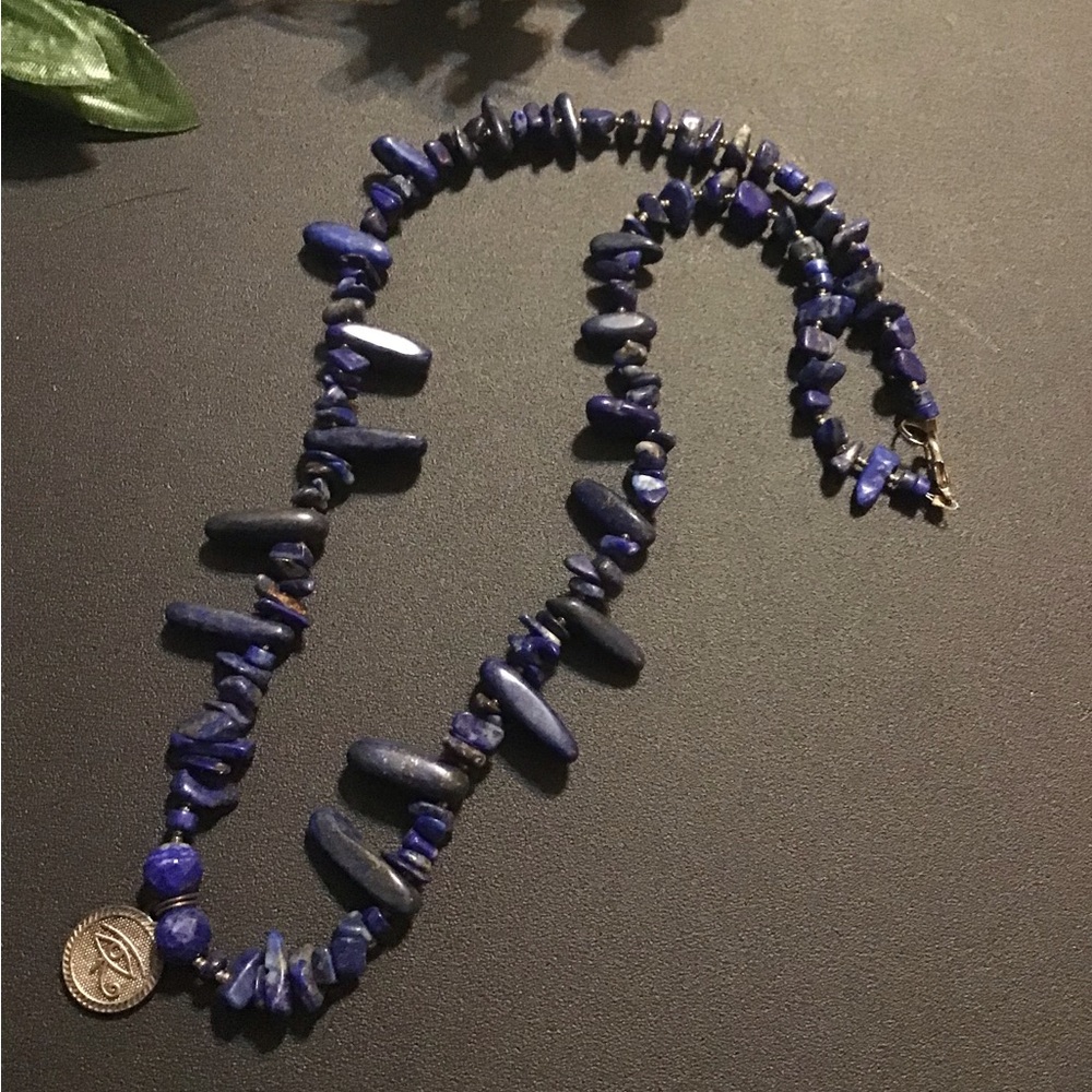 SOLD SOLD SOLD 🟦🟦Lapis Lazuli beaded necklace with Eye of Horus Charm🔹🔷